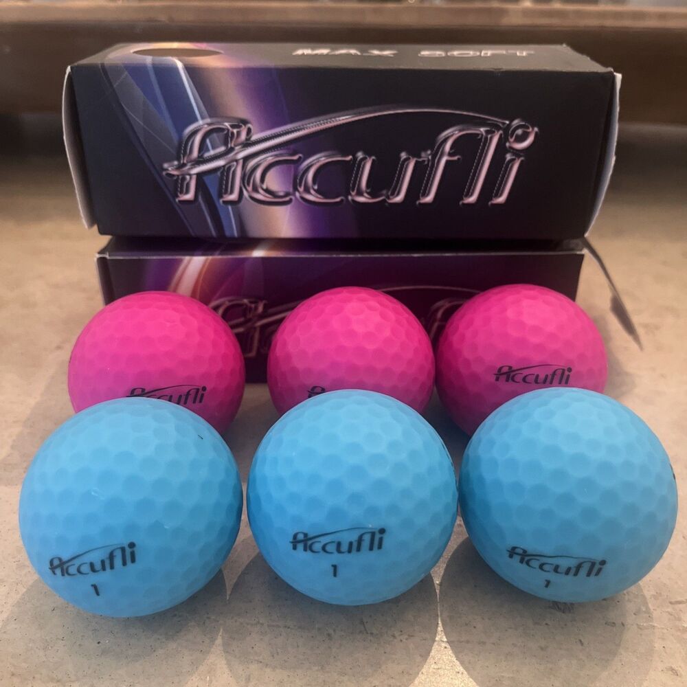 ACCUFLI Max Soft Golf Balls 6 Pack Bright Blue/Hot Pink New In Opened Box